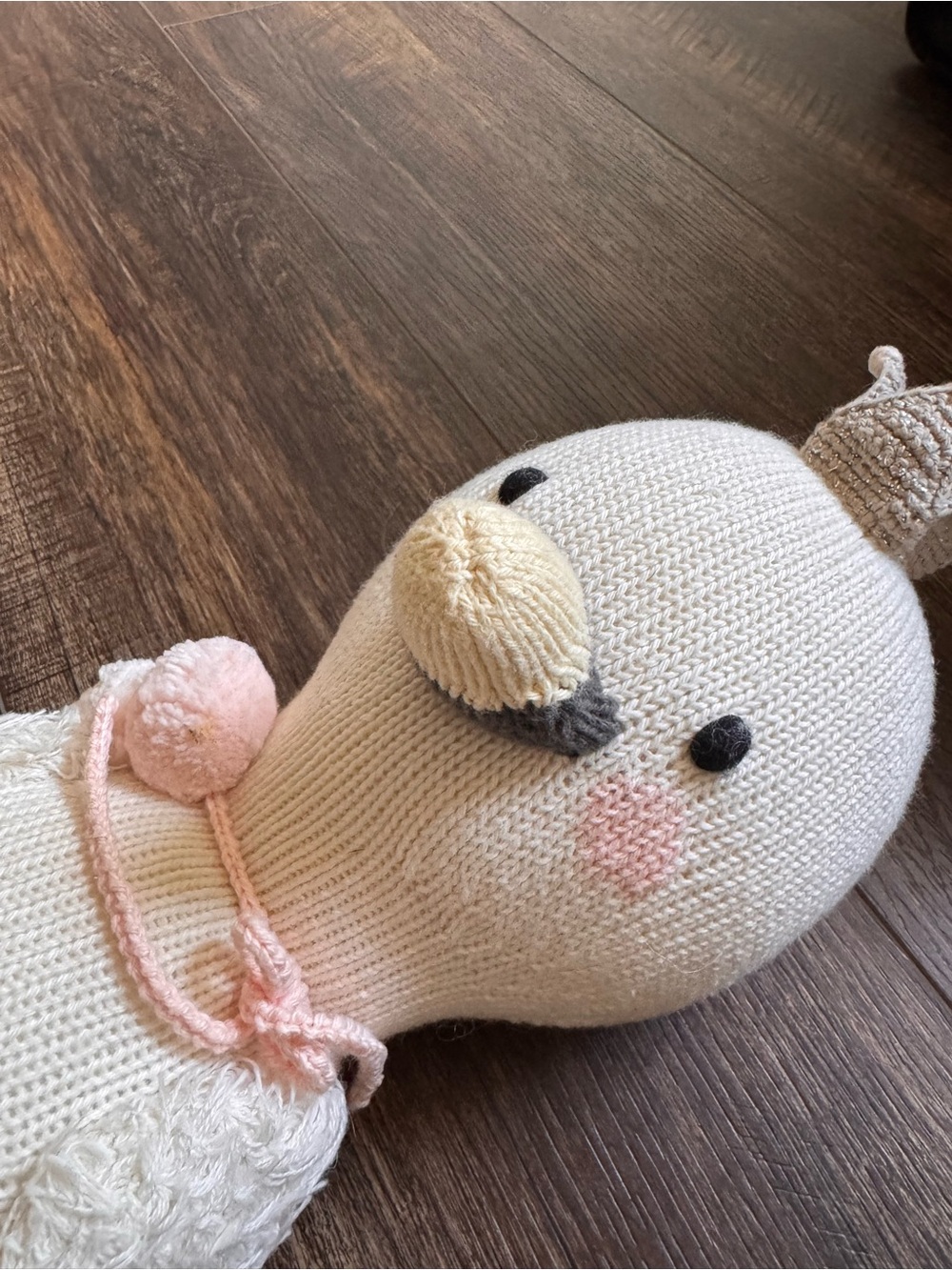 Cuddle + Kind Harlow the Swan Hand Knit Doll Pink Crown Ballerina Plush 20” - Picture 4 of 9